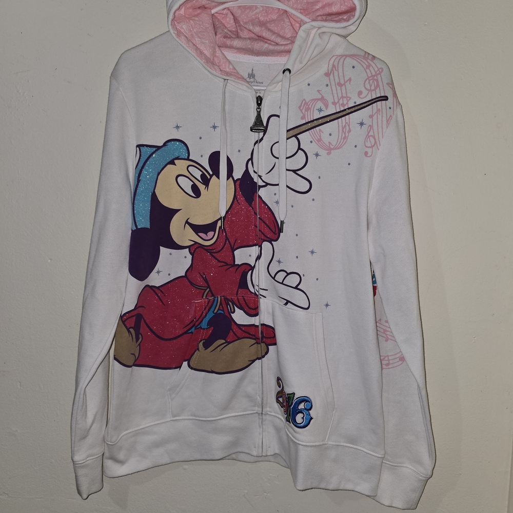 Disney Sorcerer Mickey White and Pink Hoodie